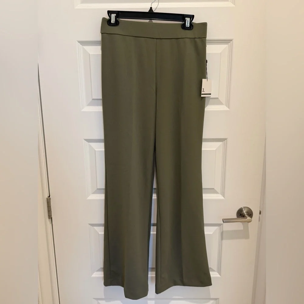 NWT Olive Green Wide Leg Pants Pull On High Rise Casual Lounge S/petite - Picture 3 of 10